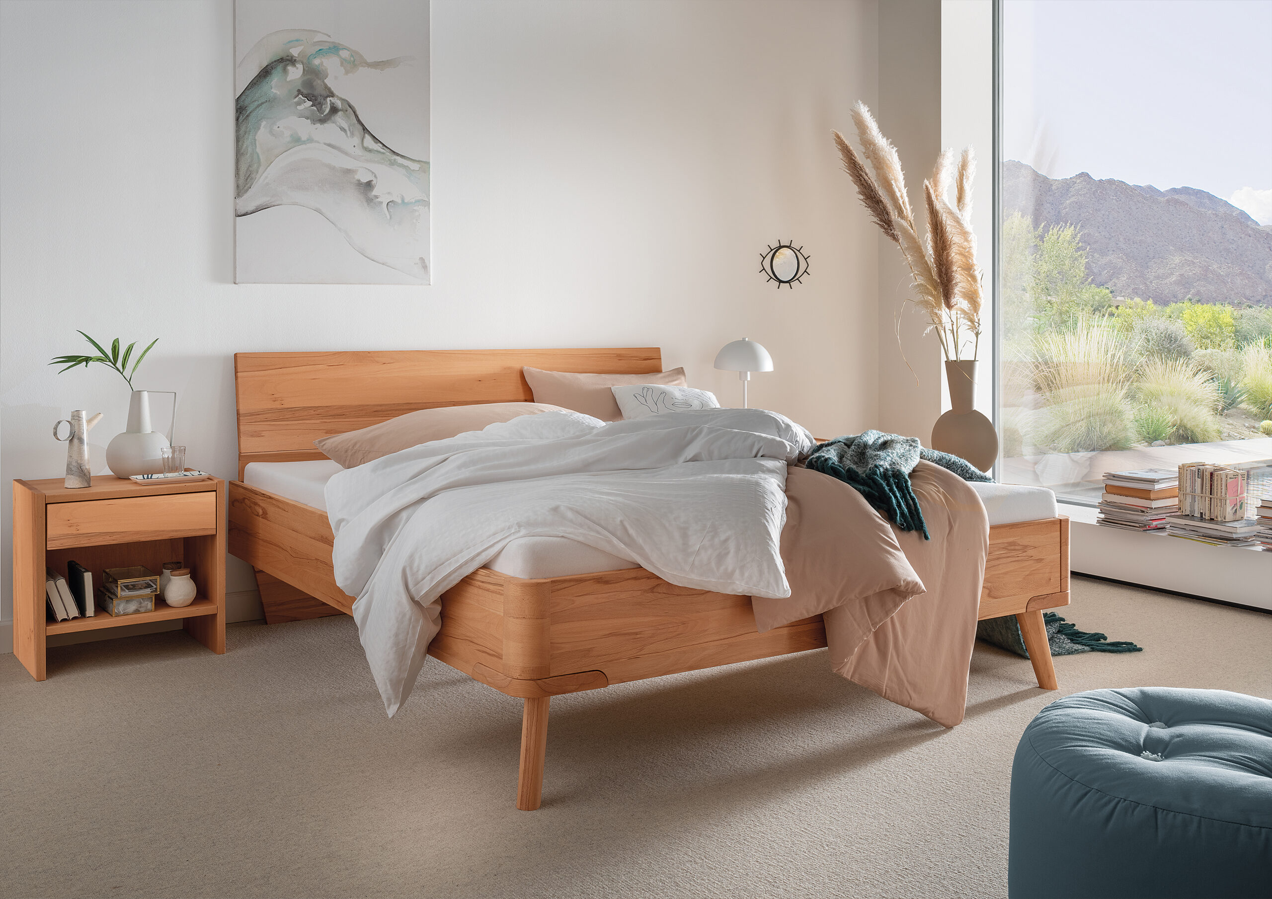 RELAX Massivholzbett Ebensee Kernbuche formschön – Schreinerei Bayer