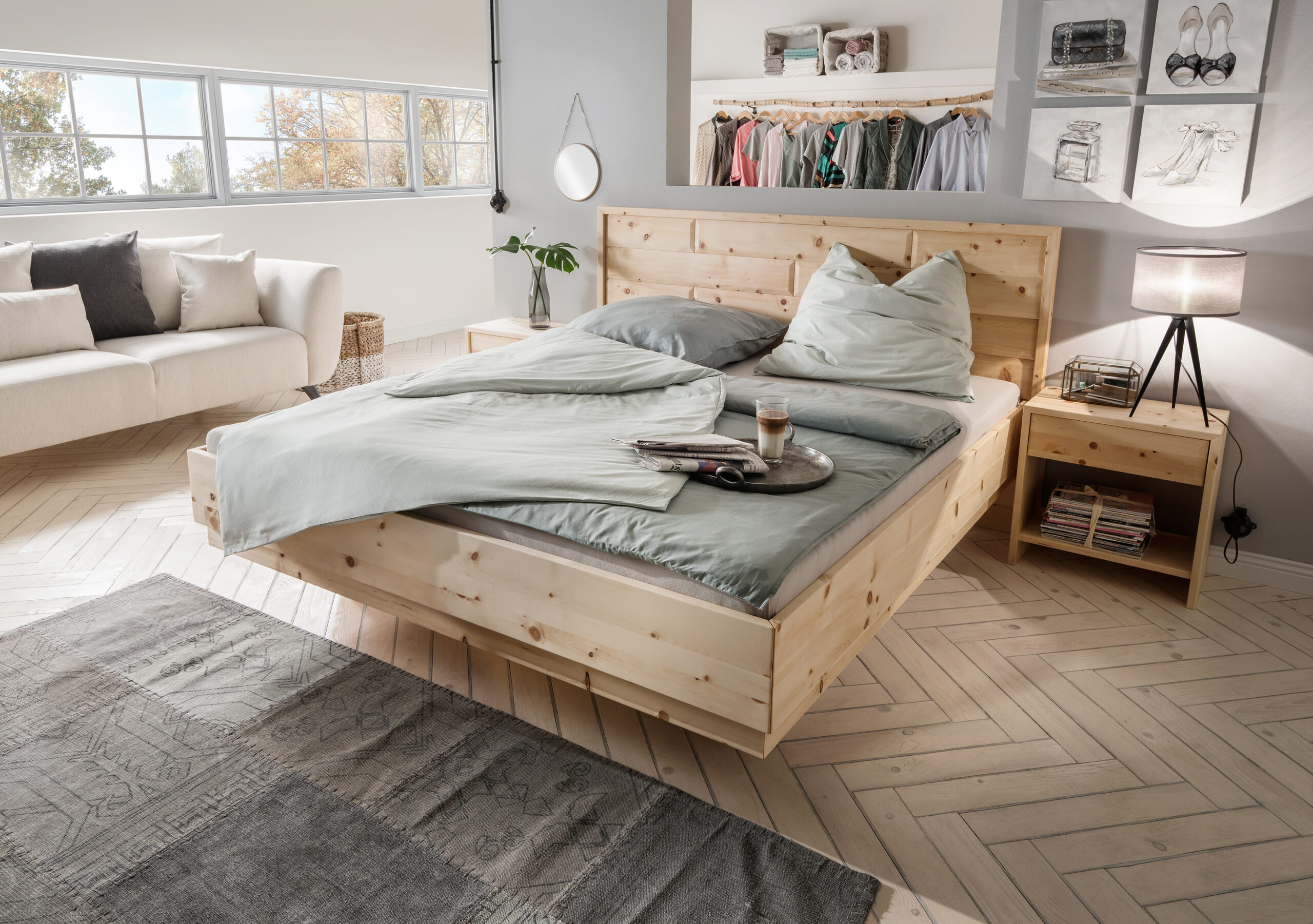 RELAX Schwebebett VIVA Zirbe elegant metallfrei – Schreinerei Bayer